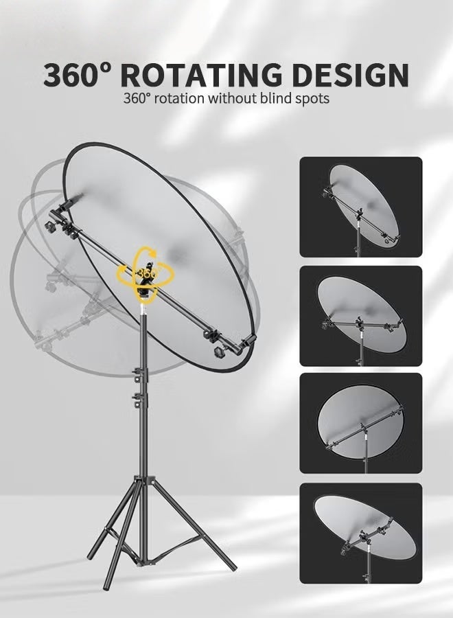EETU Reflector Holder,Retractable Reflector Stand Arm with 2.1 Meter Tripod Light Stand and 2pcs 80cm Gold and Silver Reflectors for Product Portrait Studio Outdoor Photography - Image 4